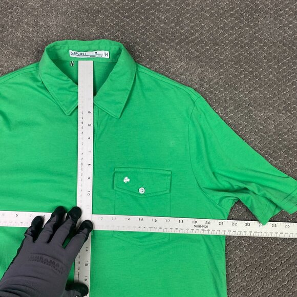 Criquet Players Polo Shirt Mens Medium Green Shamrock Pocket 4 Btn Golf Preppy - Picture 7 of 10